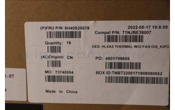Lenovo 5H40S20678 HEATSINK Heatsink C 21DJ DIS KIPO