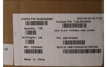 Lenovo 5H40S20685 HEATSINK Heatsink C 82SJ UMA_Robin