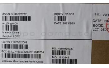 Lenovo 5H40S20777 HEATSINK Heatsink L 82XB FANLESS AVC