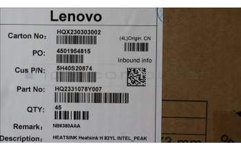 Lenovo 5H40S20874 Heatsink H 82YL INTEL_PEAK