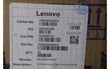 Lenovo 5H40S21011 HEATSINK HEATSINK H 83E2 DIS PEAK