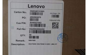 Lenovo 5H40S21062 HEATSINK HEATSINK H 83E3 UMA HY