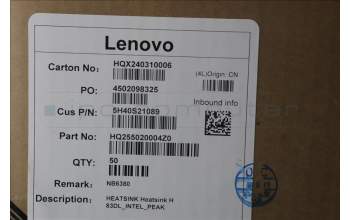 Lenovo 5H40S21089 HEATSINK Heatsink H 83DL_INTEL_PEAK
