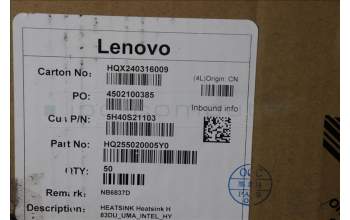 Lenovo 5H40S21103 HEATSINK Heatsink H 83DU_UMA_INTEL_HY