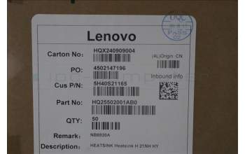 Lenovo 5H40S21165 HEATSINK Heatsink H 21NH HY