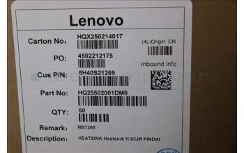 Lenovo 5H40S21269 HEATSINK Heatsink H 83JR PINDAI