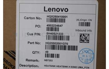 Lenovo 5H40S21333 HEATSINK HEATSINK H 83ND UMA_FCN