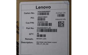 Lenovo 5H40S21366 HEATSINK HEATSINK H 83HY UMA_HY_R5_330