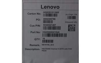 Lenovo 5H40S21407 HEATSINK thermal H 83TN with FAN PEAK