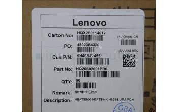 Lenovo 5H40S21455 HEATSINK HEATSINK H83S6 UMA FCN