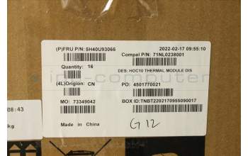 Lenovo 5H40U93066 HEATSINK DIS Thermal Module