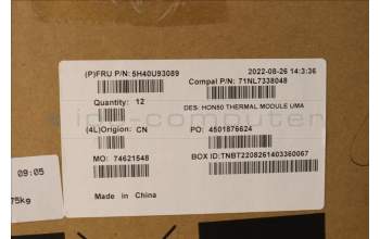 Lenovo 5H40U93089 HEATSINK UMA Thermal Module