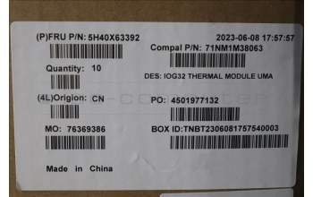 Lenovo 5H40X63392 HEATSINK I UMA TM for yoga9,taisol