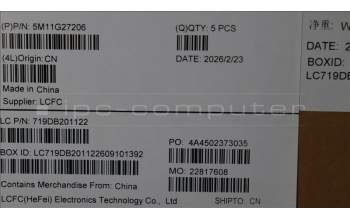 Lenovo 5M11G27206 MECH_ASM KBD C-Cov EURO ENG BKLT Lite BK