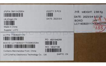 Lenovo 5M11H25954 MECH_ASM KB CCov JPN BKLT Chicon WW BK