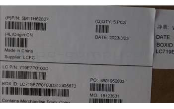 Lenovo 5M11H62807 MECH_ASM BL KB BK FPR WW ITA SRX