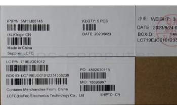 Lenovo 5M11J05745 MECH_ASM FRU KBD CCV BUL BL (LTN) UK BK