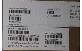 Lenovo 5M11J13386 MECH_ASM KBD BZL,WL,FPR,BK,CHY,NORDIC