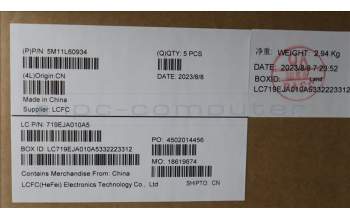 Lenovo 5M11L60934 MECH_ASM FRU KB CCV TC US BL (CHY) BK