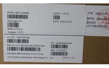 Lenovo 5M11L64298 MECH_ASM KBD W C UKR BKLT LTN WW US BK