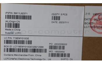 Lenovo 5M11L92371 MECH_ASM FRU KB CCV ENG (SRX) US AG