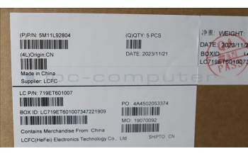 Lenovo 5M11L92804 MECH_ASM KBD w/CVR ARA BL (SUN) US BK