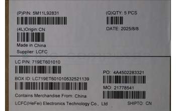 Lenovo 5M11L92831 MECH_ASM KBD w/CVR ENG BL (LTN) US BK