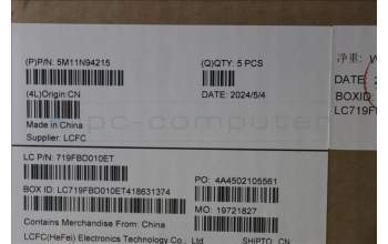 Lenovo 5M11N94215 MECH_ASM FRU KB CZESLK BL(SRX)UK Bk