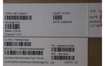 Lenovo 5M11N94271 MECH_ASM FRU KB LASPA BL(SRX)UK Bk