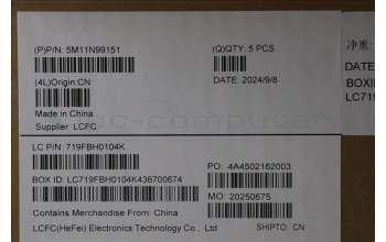 Lenovo 5M11N99151 MECH_ASM FRU KBD CCV HBW BL(CHY) US BK