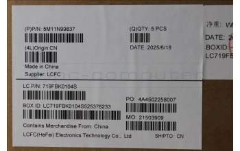 Lenovo 5M11N99837 MECH_ASM FRU KBD CCV UKR (LTN) US BK