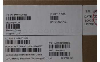 Lenovo 5M11N99839 MECH_ASM FRU KBD CCV ENG BL (CHY) US BK