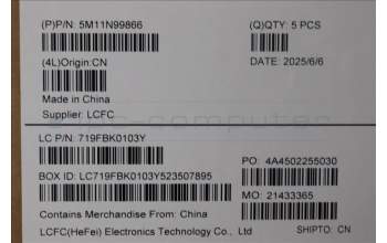 Lenovo 5M11N99866 MECH_ASM FRU KBD CCV HUN BL (CHY) UK BK