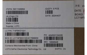 Lenovo 5M11N99894 MECH_ASM FRU KBD CCV NORDIC BL(LTN)UK BK