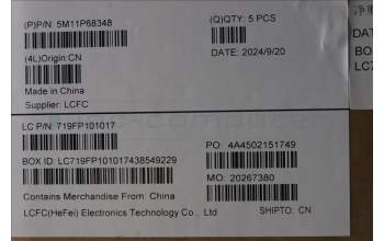 Lenovo 5M11P68348 MECH_ASM BL KB NP BK NOR LTN