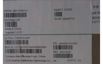 Lenovo 5M11P69131 MECH_ASM BL KB GY WW POR LTN