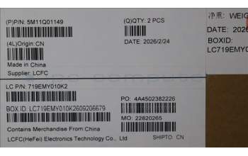 Lenovo 5M11Q01149 MECH_ASM FRU CCV ENG BL SRX US BK,T