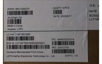 Lenovo 5M11Q54279 MECH_ASM KBD UKE BK BL (LTN) WW UK BK