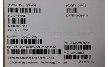 Lenovo 5M11Q54484 MECH_ASM BL KB BK BEL SRX