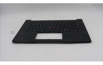 Lenovo 5M11Q60616 C-Cover with keyboard, German, Black, Backlight, UK