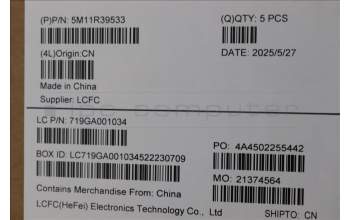 Lenovo 5M11R39533 MECH_ASM GRP_KBD_BZL_SLV_WW_LG_LTN