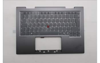 Lenovo 5M11R91423 C-Cover with keyboard, French, Grey, Backlight, FingerPrint Reader, US