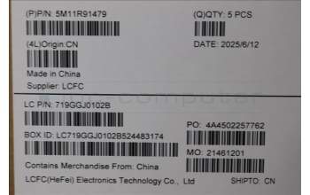 Lenovo 5M11R91479 MECH_ASM BL KB GY FPR WW BEL CHY