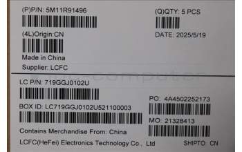 Lenovo 5M11R91496 MECH_ASM BL KB GY FPR WW EURO ENG LTN