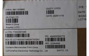 Lenovo 5M11S09680 MECH_ASM FRU KBD W/C ARA (CHY) US BK