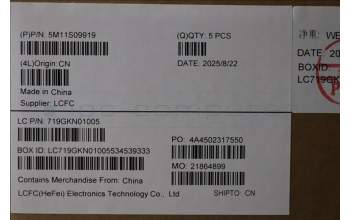 Lenovo 5M11S09919 MECH_ASM FRU KBD W/C NORDIC(SRX)UK BK