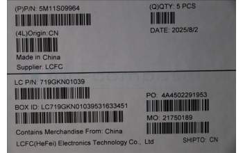 Lenovo 5M11S09964 MECH_ASM FRU KBD W/C BEL BL(SRX)UK BK