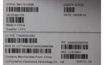 Lenovo 5M11S10096 MECH_ASM FRU KBD CCV BEL(Primax)UK BK