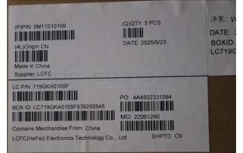 Lenovo 5M11S10109 MECH_ASM FRU KBD CCV HBW(Chicony)US BK