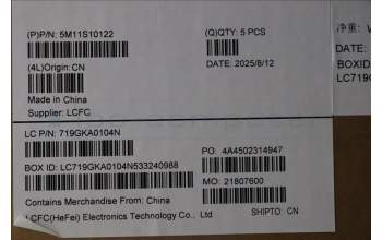 Lenovo 5M11S10122 MECH_ASM FRU KBD CCV SLV(Primax)UK BK